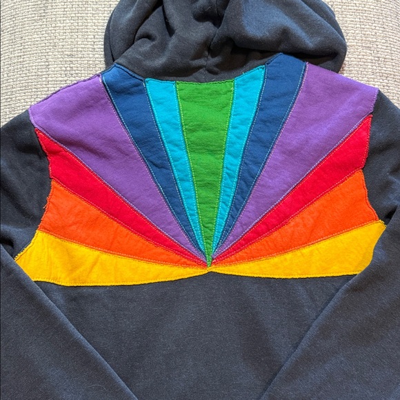 RARE Aviator Nation Sunburst Full Zip Hoodie Charcoal Unisex Large - Picture 2 of 7